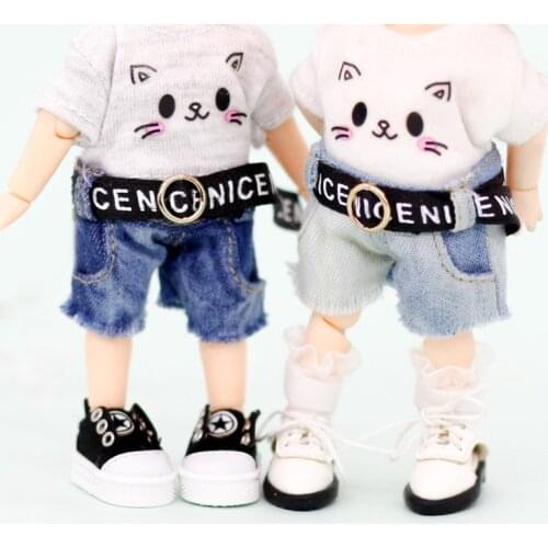 OB11 doll Dress is suitable for 1/12 size fashion new wash jean shorts hot pants dyed belt jean shorts dark blue light blue