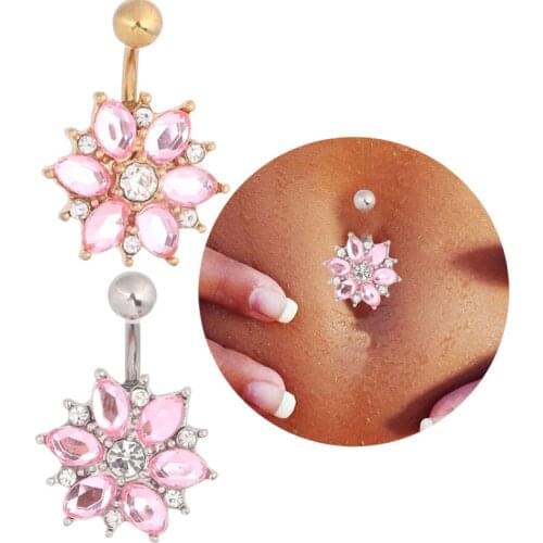 Hot-selling New Belly Button Ring Sun Flower Stainless Steel Piercing Medical Steel Fashion Umbilical Belly Piercing