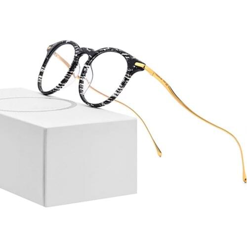 Titanium Acetate Optical Glasses Frame Men Vintage Prescription Eyeglasses Women Retro Round Spectacles Eyewear JDA3085