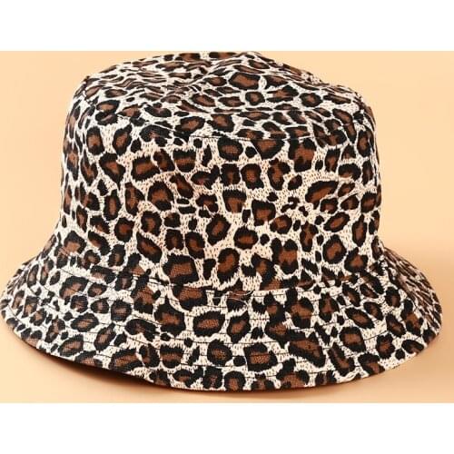 Fashion Leopard Print Bucket Hat Fisherman Hat Outdoor Travel Sun Cap Hats For Girl Summer Beach Sun Fishing Hats