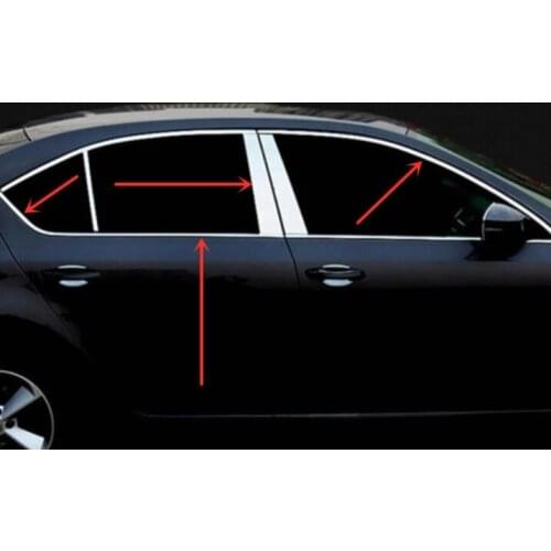 Stainless steel Strips Car Window Trim Decoration Accessories Car door decoration bright strip for Skoda Octavia 2015-2018