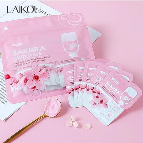 LAIKOU Japan Sakura Mud Face Mask Anti Wrinkle Night Facial Packs Skin Clean Dark Circle Moisturizing Anti-Aging For Face Care