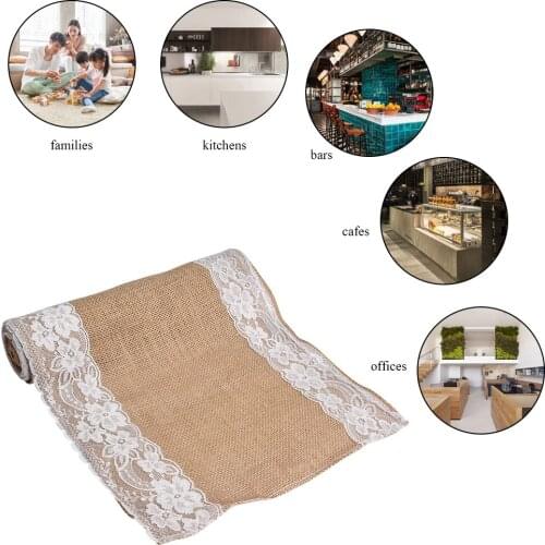 30 * 275cm Table Flag Linen Kitchen Towel Absorbent Lint-Free Tableware Household Lace Floral Cloth Cover Home Decoration