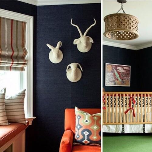 MYWIND Modern Black Wall paper Sisal Grasscloth 3D Wallpaper Rolls Designs For Home Decoration