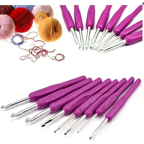 8 Sizes Soft Plastic Handle Home Aluminum DIY Crochet Knit Hook Knitting Needle 2.5-6mm Knitting Needles Set