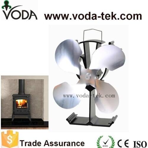 VODA 4 Blades Heat Powered Stove Fan(Nickle)+ 19% Fuel Saving Stove Fan For Wood Burner/ Fireplace-Eco Friendly