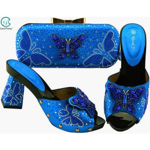 Nigerian Style Woman Shoes And Bag Set Royal Blue wedding Ladies Shoes and Nags For Wedding party Shoes and Bag Set