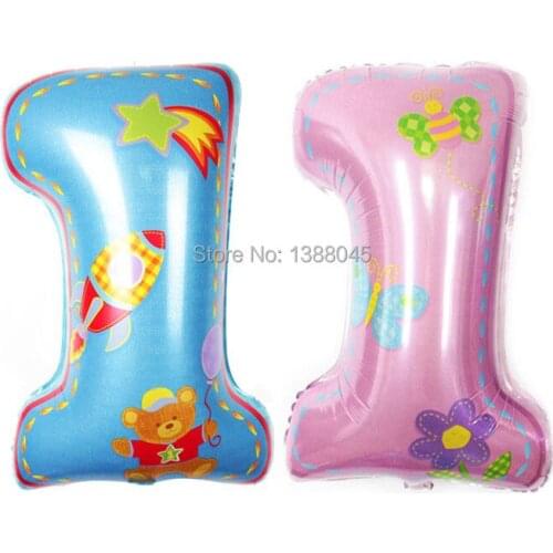 1pcs Pink/Blue Number 1 Helium Foil Balloons Wedding Birthday Party Decorations Baby 1th Birthday Party Air Balls