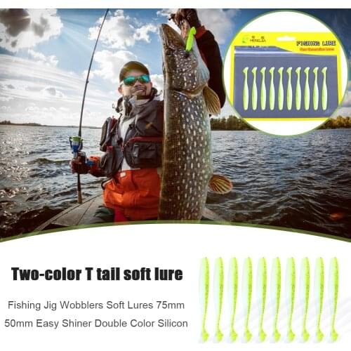 10pcs/Lot Double Color Fishing Lures Fishing Jig Wobblers Soft Lures 7cm 2g Artificial Rubber Bait Swimbait Carp Bass Tackle