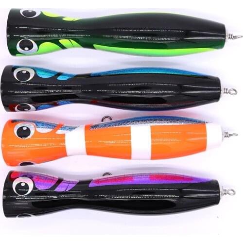 CASTFUN Surface 1pc Wooden Popper Bait Lure 21cm 120g Top Water Big Lure Game Bull Tuna Lure Popper Fishing Lures Saltwater