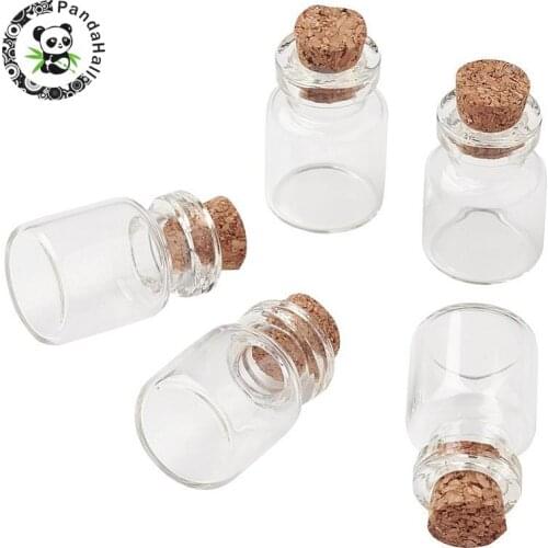 16x22mm Small Little Bead Containers Clear Glass Jar Glass Bottles Decorative Wish Prayer Box Gift Present with Stopper Clear