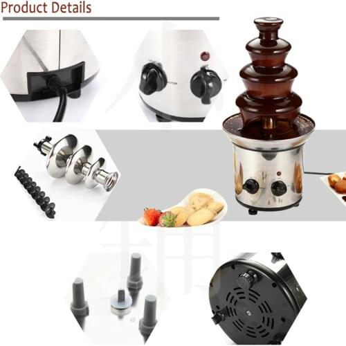 35-Ounce Electric Chocolate Fondue Fountain with Four Layers Creative Design Heating Fondue Machine For BBQ Sauce Ranch Liqueurs