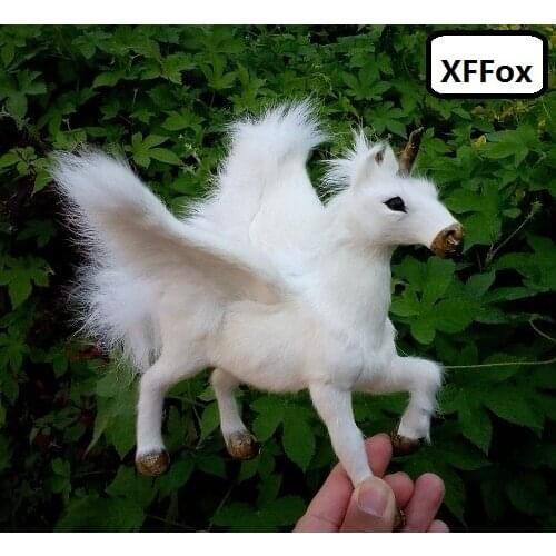 5 pieces a lot real life wings horse models plastic&furs simulation white unicorn dolls gift about 16x15cm xf1833