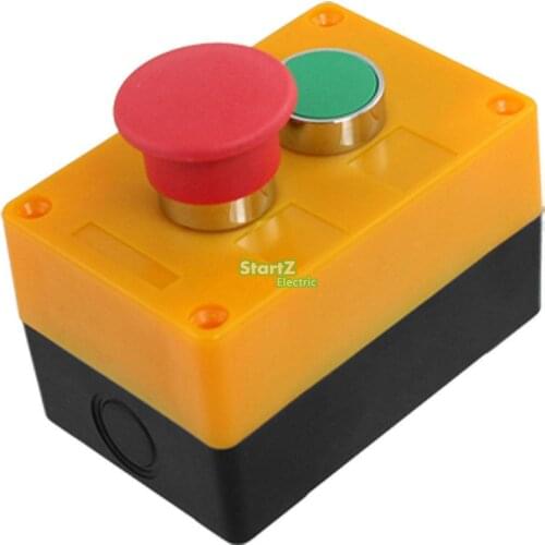 AC 240V 400V Red Green Momentary Mushroom Flat Push Button Switch Control Box