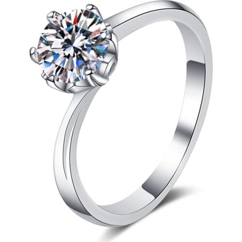 ANZIW 925 Sterling Silver Moissanite Diamond 0.5CT/1.0CT Exquisite Twist Shank Solitaire Engagement Ring For Women Jewelry Gifts