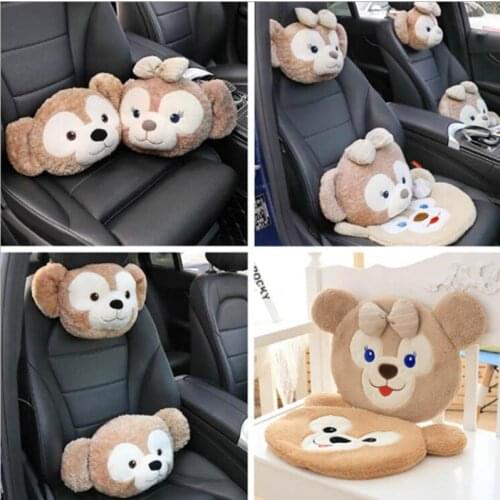 Car Headrest Neck Pillow Couple Bear Car Seat Cushion Car Headrest Pillow Car Interior Accessories