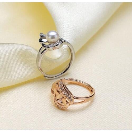 Ring Mountings Base Findings Accessories Jewelry Mounts Settings Parts for Akoya Edison Pearls Beads Crystal Jade Coral Agate