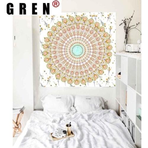 GREN Mandala Bohemian Pattern Wolf Tapestry Meditation Goddess Tapestry Indian Wall Art Backdrop for Apartment Home Decor