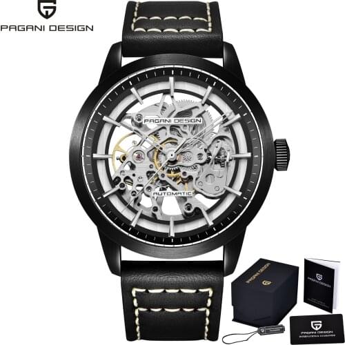 PAGANI Design Automatic Mens Mechanical Watches Top Brand Luxury Watch Mens Hollow Dial Fashion Leather Strap Waterproof Watch