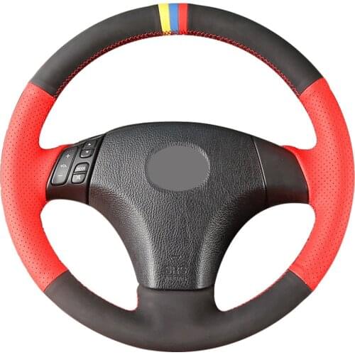 Handsewing Black Genuine Leather Steering Wheel Covers For Mazda 3 Mazda 5 Mazda 6 2003 2004 2005 2006 2007 2008 2009