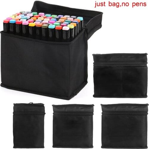 Marker Case Zippered Heavy Duty Canvas Pen Bag with Handle Large Capacity Holder Portable Stationery Storage Various Quantity