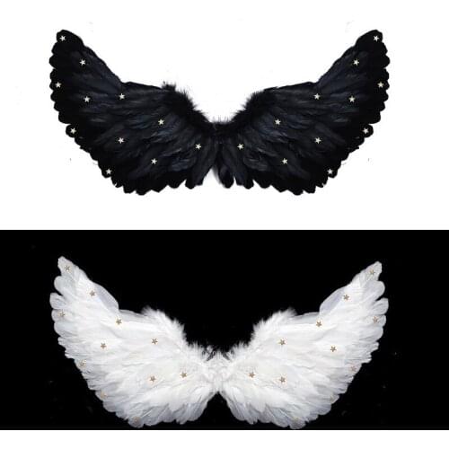 Black White Angel Wings Devil Fancy Dress Fairy Feather Star Hen Party Halloween Wedding Party Decor S M L