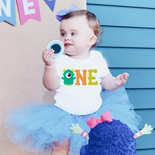 Little Monster Themed kid boy girl 1st first one year old birthday party decoration t shirt Halloween gift present Photo props