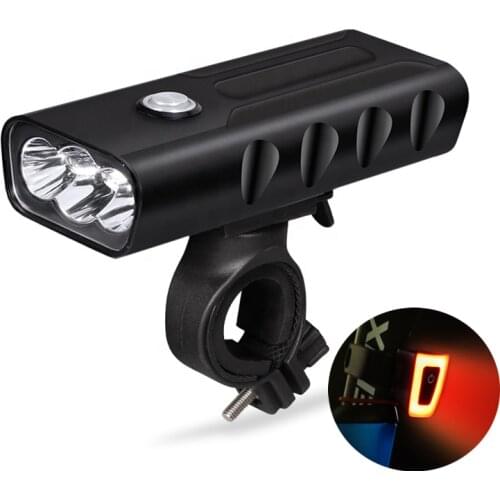 5200mAh Bike Light USB Rechargeable 5000 Lumens Bike Headlight 6T6 LED Super Bright Flashlight Front Lights and Back Rear light