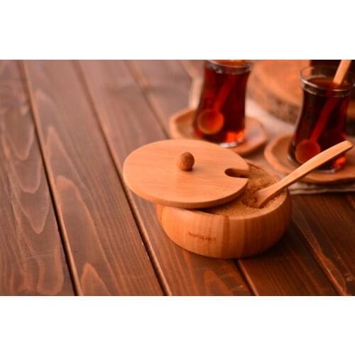 Gocce 3 Pcs Sugar Bowl Large | Environmentally Friendly Bamboo | Home--Tea-SugarBowl | Made in Turkey