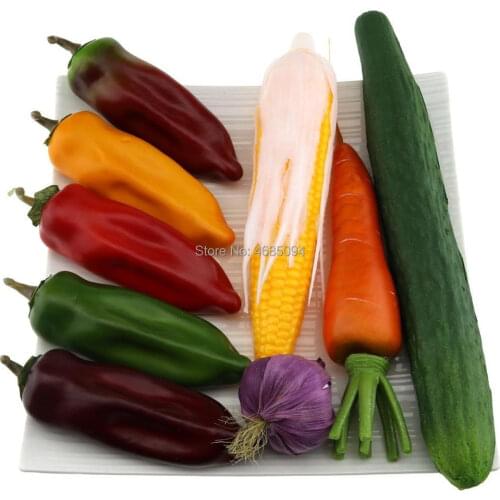 Gresorth Fake Mixed Vegetables Artificial Corn Pepper Cucumber Carrot Garlic Home Kitchen Decoration