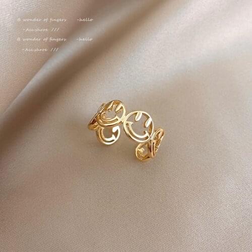 Classic Cut Out Gold Multiple Smiling Face Open Rings Korean Fashion Jewelry Wedding Gothic Girl Sexy Accessories For Woman