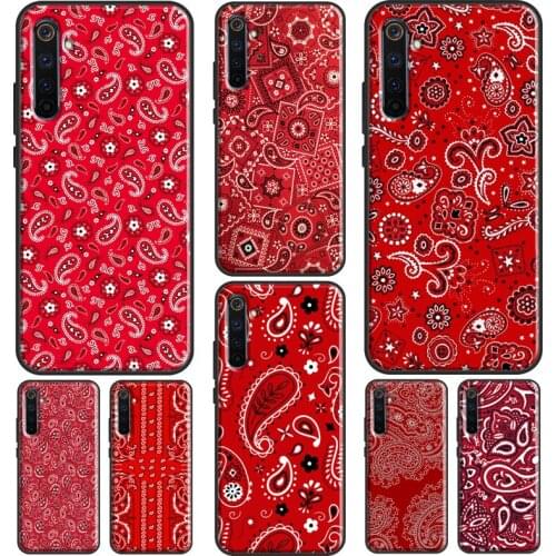 Red Bandana Paisley Case For Realme 6 Pro 7 C3 Q2 X2 X7 X50 Cover For OnePlus 7T 8T 6T 6 7 Pro 8 Pro Nord
