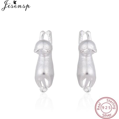 Tiny 925 Sterling Silver Cat Stud Earrings Women Brincos Cute Animal Kitten Earing Children Sterling-Silver-Jewelry S925