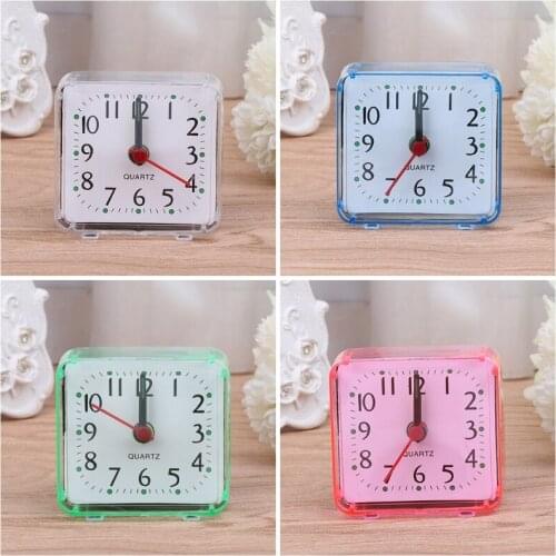 Mini Square Quartz Beep Alarm Clock Plastic Desk Table Travel Trip Portable D0AD