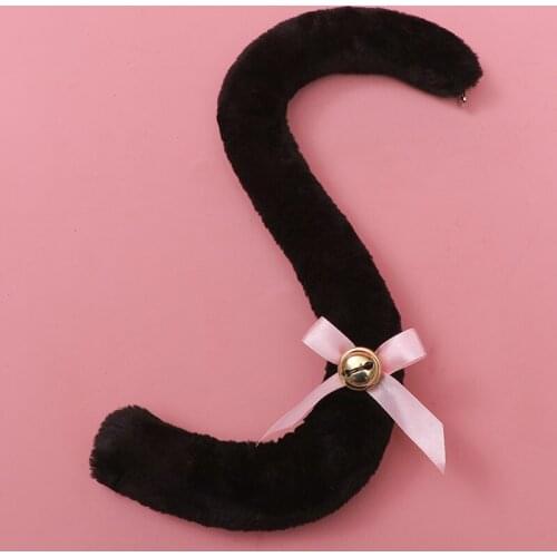 Fox Cat Tail Cosplay Role Play Halloween Party Props Anime Maid Bell Bowknot Plush Multi-color Style