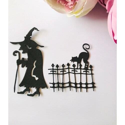 Happy Halloween Craft metal cutting dies cut die mold Witch cat Scrapbook paper craft knife mould blade punch stencils dies