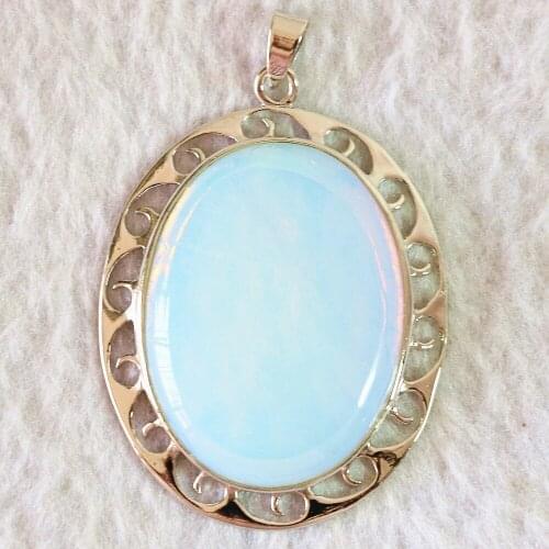 Fashion opalite stone 39x50mm oval pendant beads for woman diy jewelry necklace pendant making B840