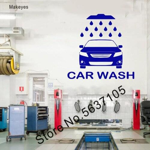 Makeyes Car Wash Wall Sticker Car Pattern Water Wall Decals Vinyl Art Designs Wall Mural Stores Auto Services Stickers Q439