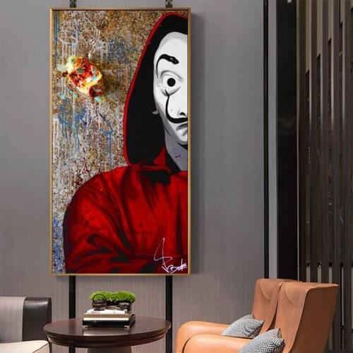 Graffiti mask people canvas painting La Casa De Papel TV series posters and prints wall art print canvas for living room decor