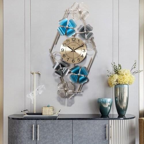 Modern Wrought Iron Four leaf Clover Wall Clocks Porch Wall Sticker Mural Decoration Home Livingroom Wall Hanging Metal Ornament