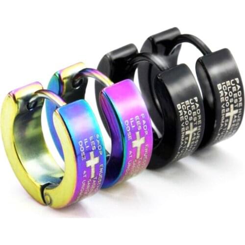 Earrings new 2020 stainless steel earrings glossy men and women pierced jewelry earrings cross bible earrings