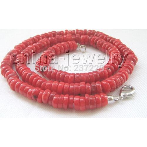 Wholesale Beautiful 8mm abacus shape red coral necklace