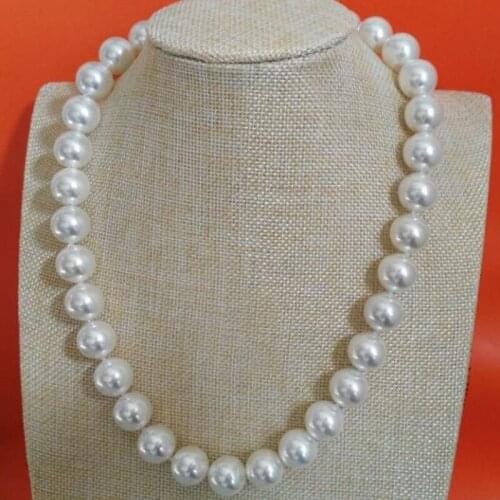 Natural 10-11mm round south sea white pearl necklace 17.5"14k/20 gold