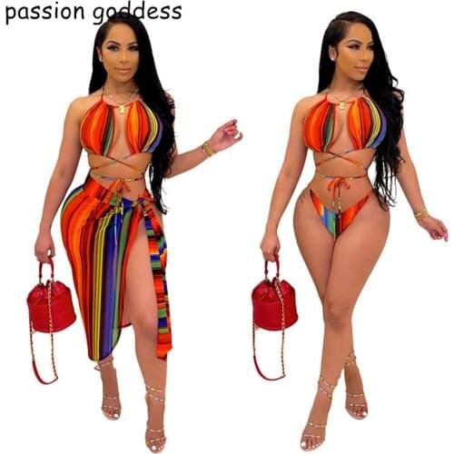 Passion Goddess Striped Swimwear