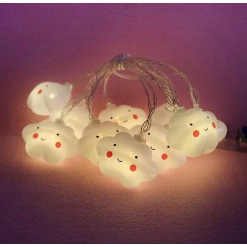1.65m 10 LED Smile Cloud PVC Fairy Light romantic festival everyday Wedding Party Garden Decorative Lamp Christmas kids gift