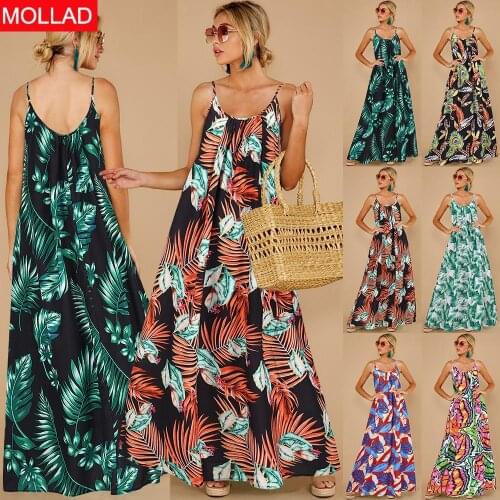 Spaghetti-Strap Floral Print Dress 2021 Summer Europe and America New Sleeveless Loose Swing Dress plus Size Womens Clothing