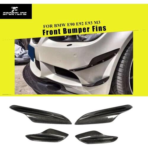 Carbon Fiber Front Bumper Splitters For BMW E90 E92 E93 M3 2005 - 2012 Front Bumper Canards Fins 4PCS