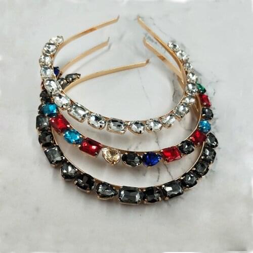 Bridal Hairbands Female Simple Black White Crystal Tiaras Alloy Inlaid Wedding Pageant Crowns Fashion Hair Jewelry Accessories