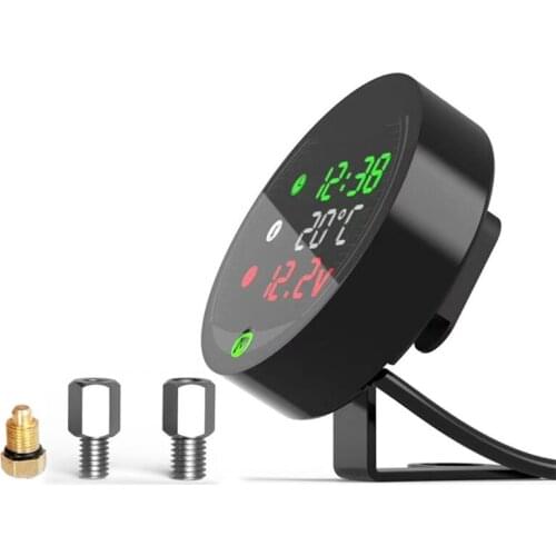Cgration Waterproof Night Vision Motorcycle LED Digital Display Voltmeter Voltage Volt Water Temperature Gauge Time LED 5 in 1