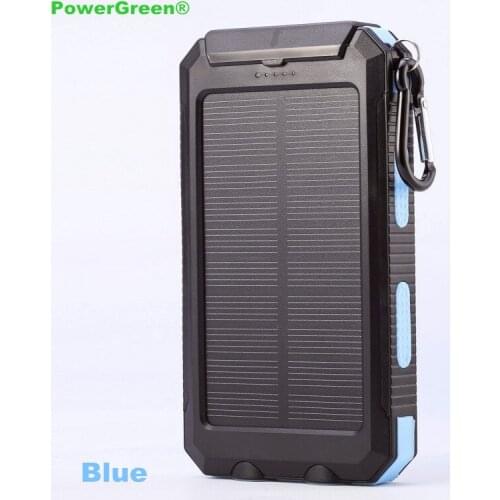 PowerGreen Solar Battery Charger, External Phone Power Bank, 10000mAh Water-Resist Mini Solar Panel with Compass and Carabiner